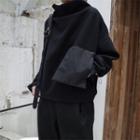 Mock Neck Wool Blend Pullover Black - One Size