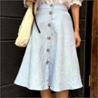 Button-front A-line Linen Skirt