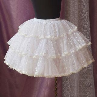 Tiered A-line Skirt White - One Size