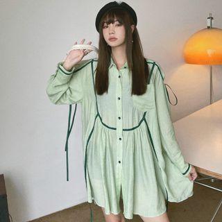 Contrast Tape Shirt Dress