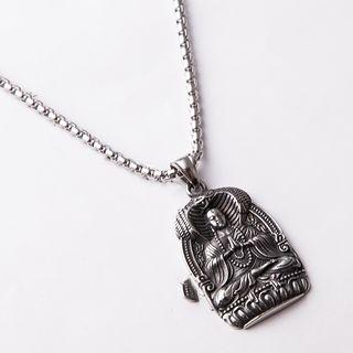 Stainless Steel Buddha Pendant Necklace As Shown In Figure - One Size