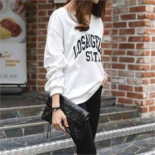 Los Angeles Print V-neck Sweatshirt