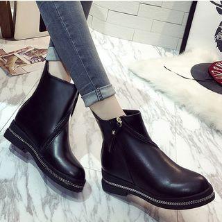 Hidden Wedge Faux-leather Short Boots