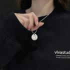 Alloy Bear Disc Pendant Necklace Bear - Silver - One Size