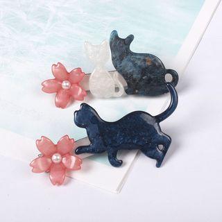 Cat Floral Hair Clip