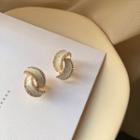 Glaze Rhinestone Alloy Earring 1 Pair - My33149 - Gold Trim - White - One Size