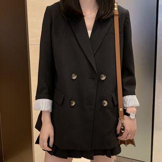 Plain Loose-fit Blazer / Plain Pleated Skirt