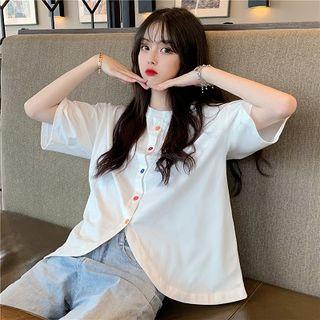 Asymmetric Hem Elbow-sleeve T-shirt / Sweatshorts