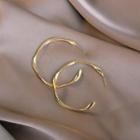 Twisted Alloy Open Hoop Earring A239 - 1 Pair - Silver Needle - Earring - Gold - One Size