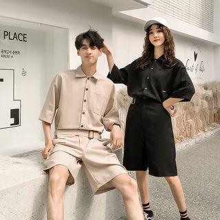 Couple Plain Playsuit With Belt