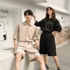 Couple Plain Playsuit With Belt