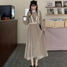 Long-sleeve Velvet A-line Dress / Top
