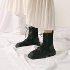 Knit-panel Lace-up Short Boots