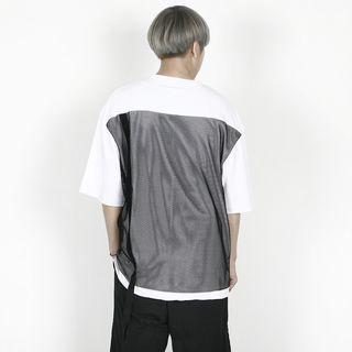Short-sleeve Mesh-panel T-shirt