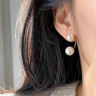 Faux Pearl Sterling Silver Swing Earring 1 Pair - 925 Silver - White - One Size