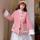 Quilted Frill Trim Frog-buttoned Jacket