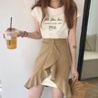 Lettering Long T-shirt / Ruffle Skirt