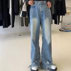 Mid Waist Tasseled Wide Leg Jeans (various Designs)