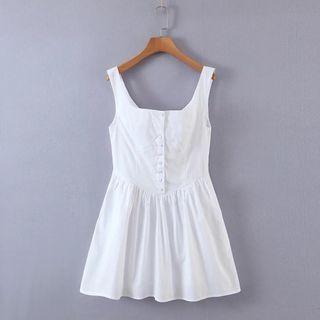 Button-up Sleeveless Mini A-line Dress