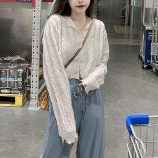 Distressed Cardigan / Wide Leg Pants
