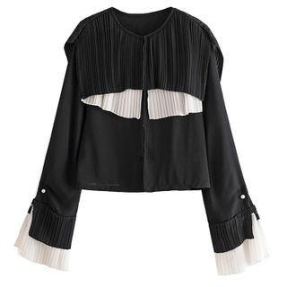 Bell-sleeve Irregular Frill Trim Crop Top