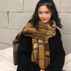 Plaid Scarf Brown Yellow - One Size