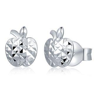 14k/585 White Gold Diamond Cut Apple Earrings