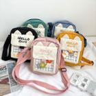 Letter Embroidered Canvas Cossbody Bag