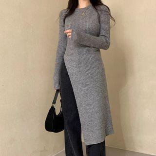 Slit-hem Long Sweater