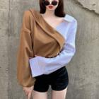 Striped Panel Sweatshirt Brown - One Size