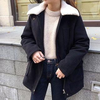 Fleece-lined Knit Coat