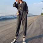 Double Breasted Denim Jumpsuit