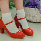 Heeled Patent Mary Jane Pumps