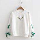 Embroidered Bow Accent Pullover