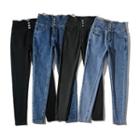 High-waist Button-up Slim-fit Jeans