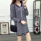 Hooded Striped Dress Blue - One Size