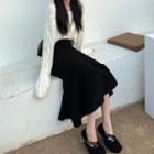 Round-neck Long-sleeve Sweater / High-waist Fish Tail Knit Maxi Skirt