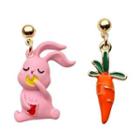 Rabbit & Carrot Dangle Earring 1 Pair - S925 Silver - One Size