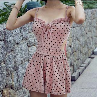 Set: Polka Dot Swimsuit + Shorts