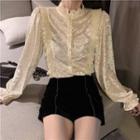 Bell-sleeve Ruffle Lace Top