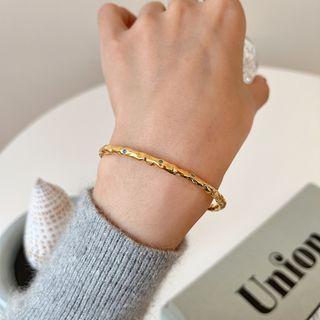 Sterling Silver Cz Open Bangle S123 - Gold - One Size