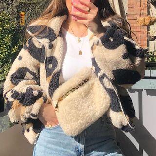 Tai Chi Print Faux Shearling Jacket
