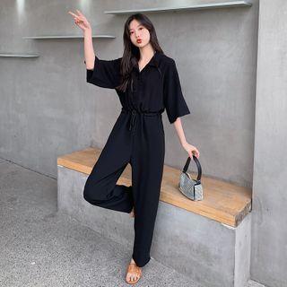 Elbow-sleeve Harem Jumpsuit
