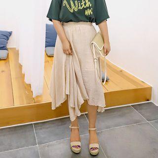 Plus Size Band-waist Long Hanky Skirt