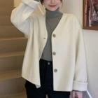 V-neck Oversized Woolen Long-sleeve Jacket