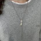 Zipper Pull Tag Pendant Necklace Silver - One Size