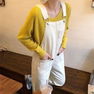 Plain Straight-leg Jumper Pants