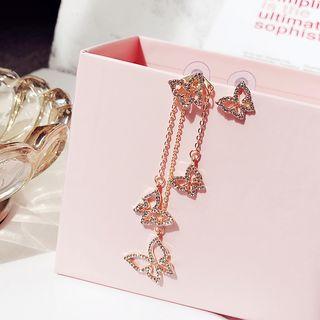 Non-matching Butterfly Rhinestone Earring