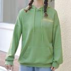 Lettering Crop Loose-fit Sweatshirt Green - One Size
