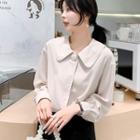 Long-sleeve Disc-accent Blouse